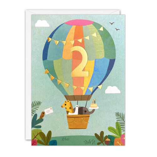 Age 2 Balloons Acorns Card
