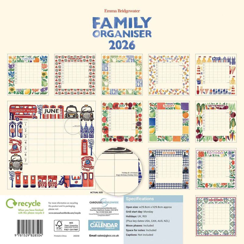Emma Bridgewater Fruit & Flowers Tiles Family 2026 Organiser image number 2