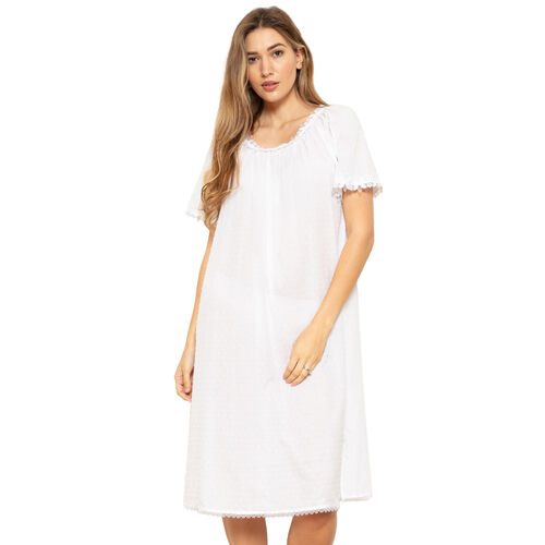 Cottonreal Swiss Dot Short Sleeve Nightdress