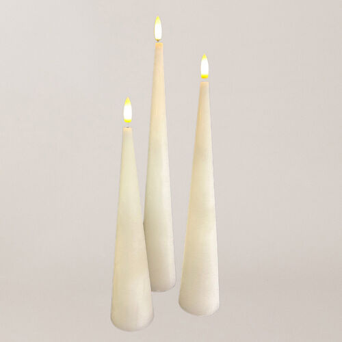 Stellar Haus Cone Candle 25cm In White AA With Timer