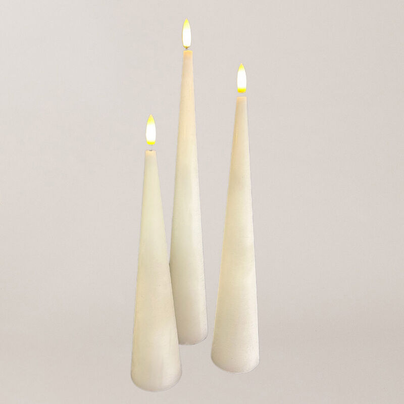 Stellar Haus Cone Candle 25cm In White AA With Timer image number 0