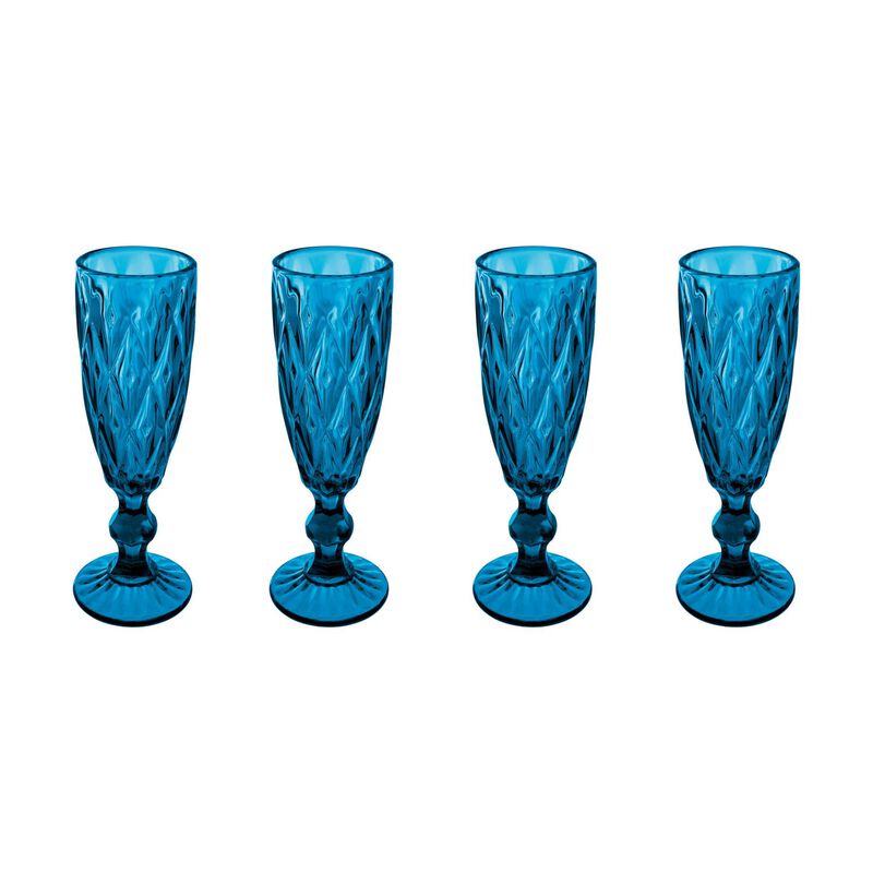 Casa Domani Deanna Champagne Flute 4Pc Blue Gift Boxed image number 0