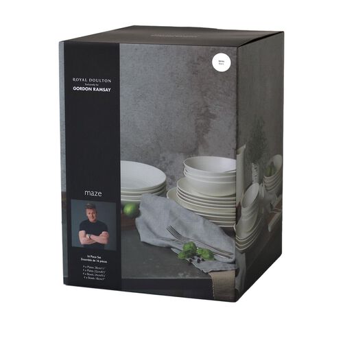 Royal Doulton Gordon Ramsay Maze Dinnerware Set White, 16 Piece Set
