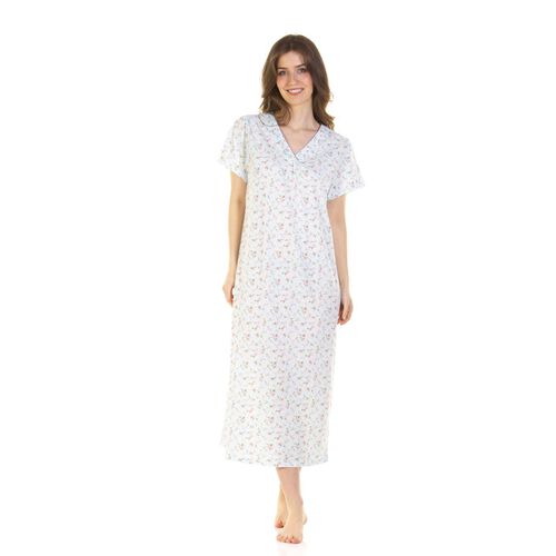 La Marquise Pleated Susan Cotton Rich Short Sleeve Full Length Nightdress