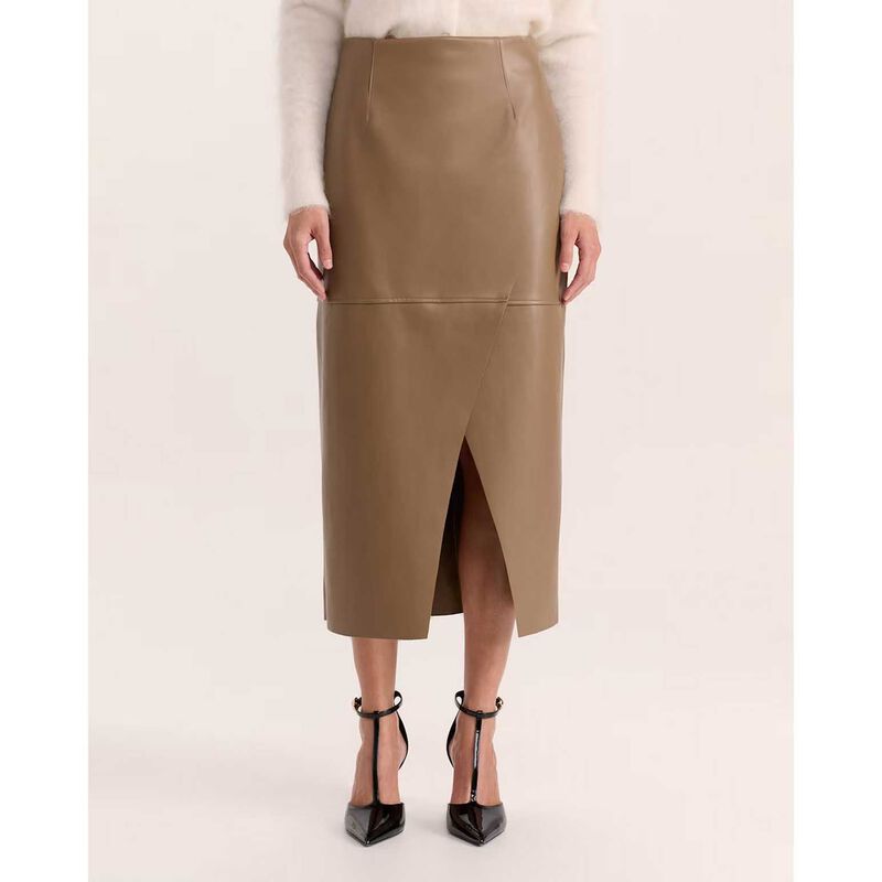 SABA Viv Faux Leather Wrap Midi Skt image number 2