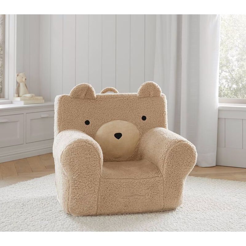 Pottery Barn Kids Anywhere Chair & Slip Cover Oatmeal Sherpa Bear image number 1