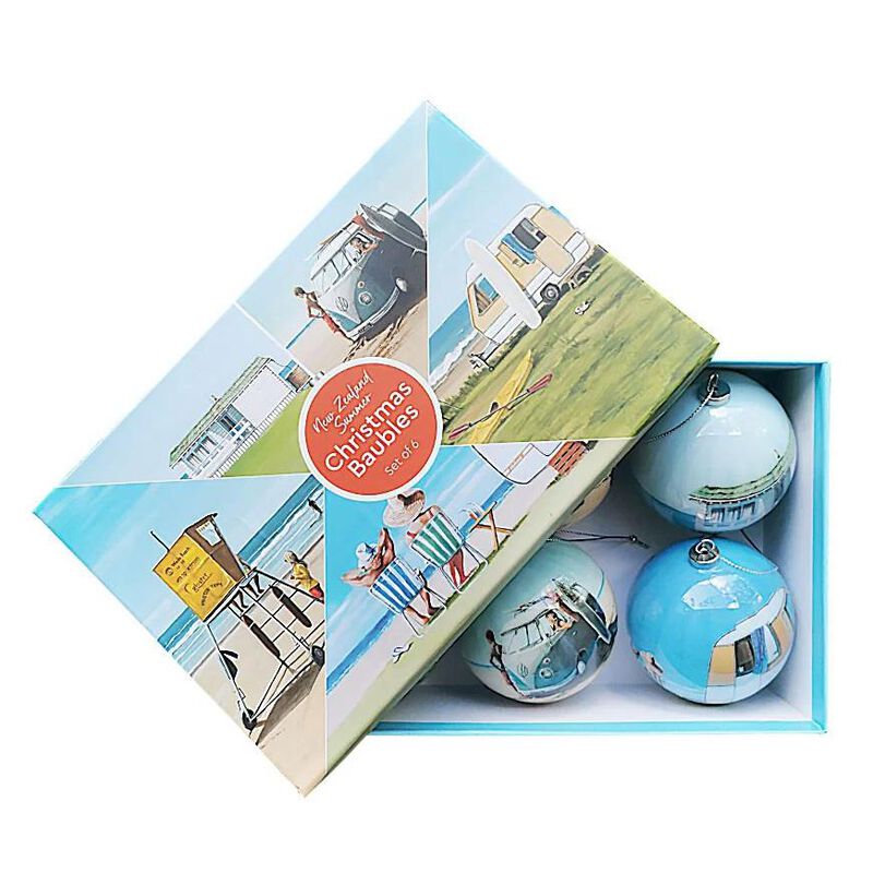 100% New Zealand Box Of Six NZ Summer Christmas Baubles image number 1