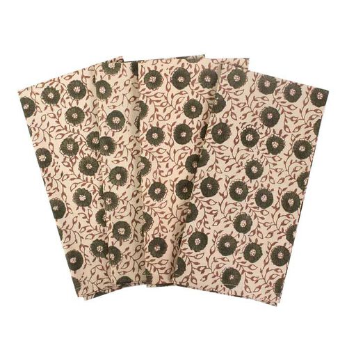 French Country Odette Handblock Cotton Napkin (4PC)