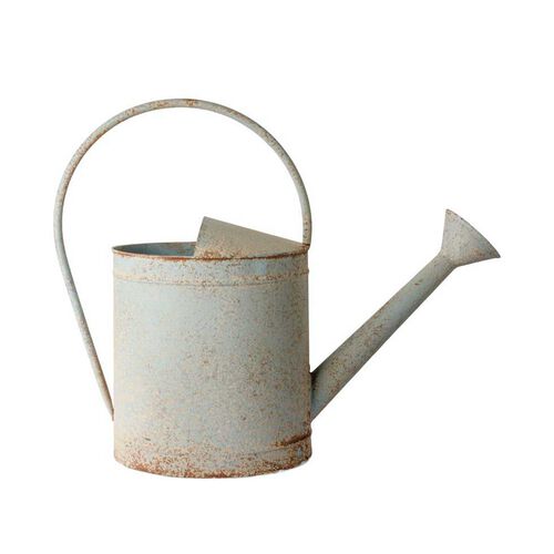 French Country Vintage Metal Watering Can Antique Blue