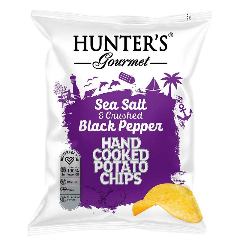 Hunters Crisps Sea Salt and Crushed Black Pepper Pouch 125g image number 0