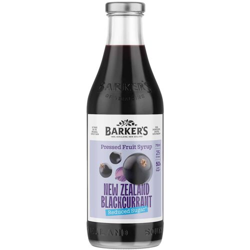 Barker's NZ Blackcurrant Reduced Sugar Fruit Syrup 710ml