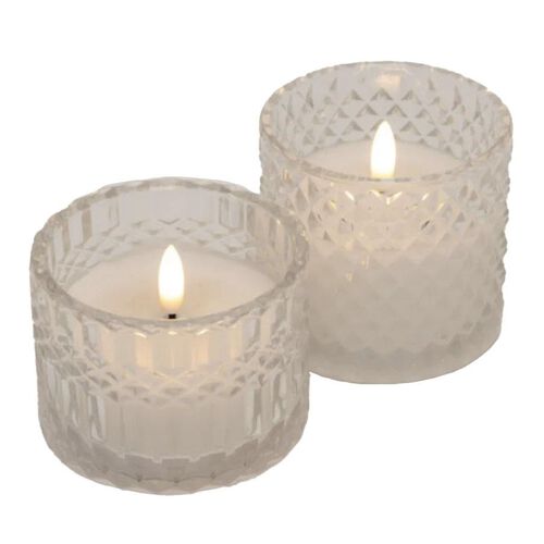 Stellar Haus Clear Deco-Cut Glass AAA LED Candle