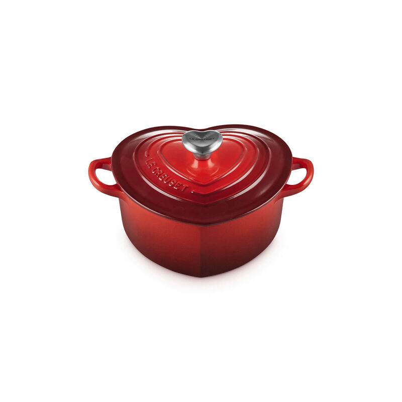 Le Creuset Heart Cocotte Loop Handle 20cm Cerise Metal Heart Knob image number 0