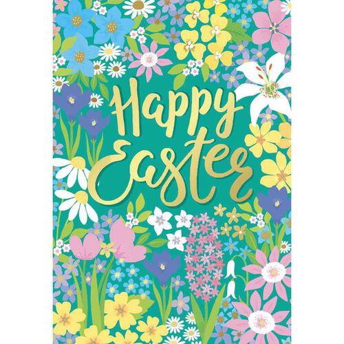 Image Gallery Easter Typography Flowers Card