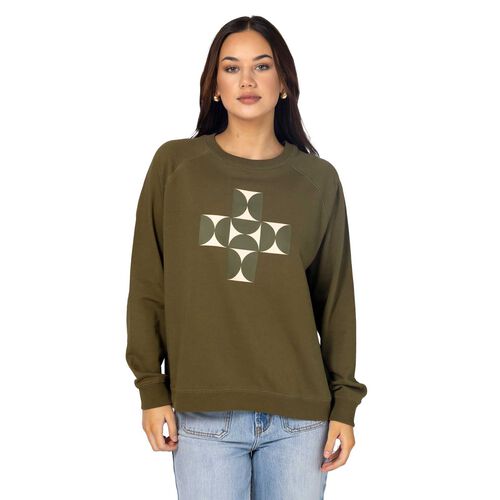 Stella + Gemma Classic Sweater Olive Mosaic