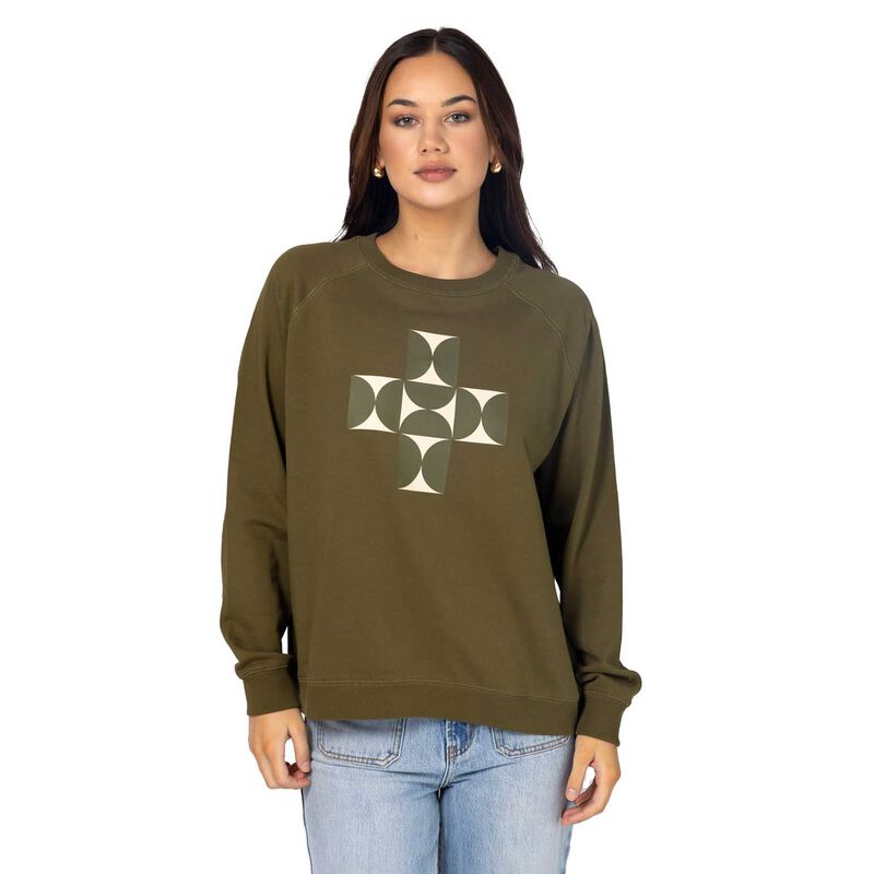 Stella + Gemma Classic Sweater Olive Mosaic image number 0