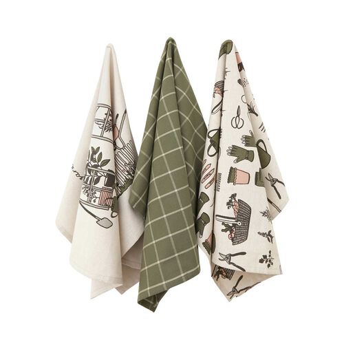 Wallace Cotton Potager Tea Towel Set Of 3