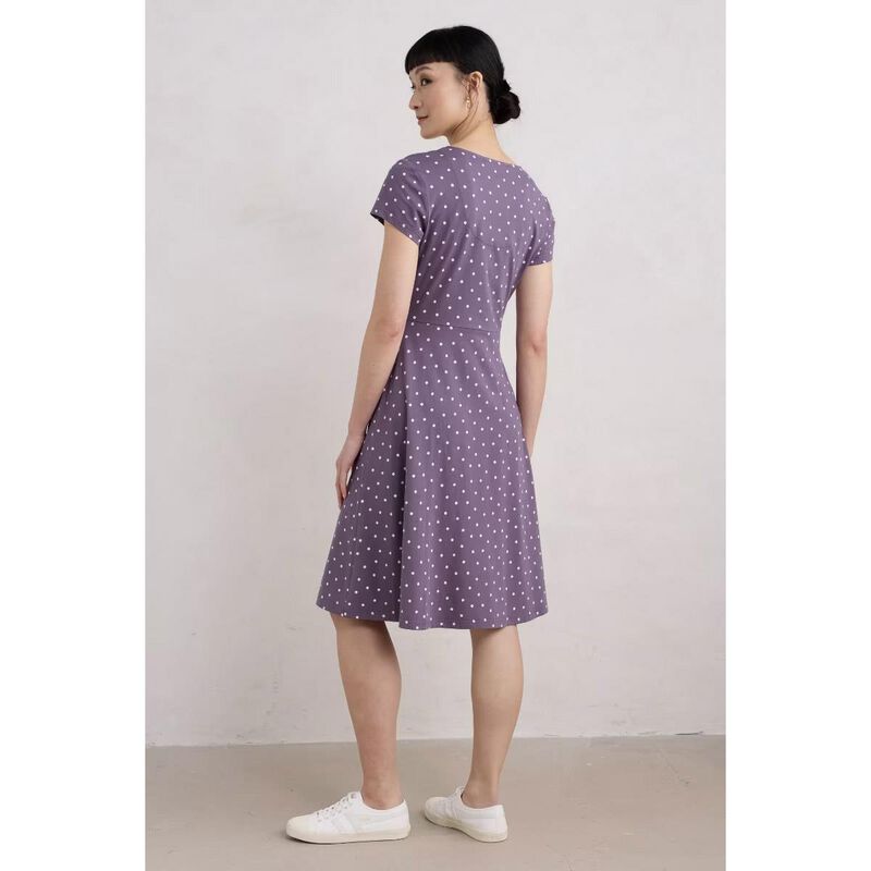 Seasalt Cornwall Pier View Dress Little Sponge Spot Fig image number 1