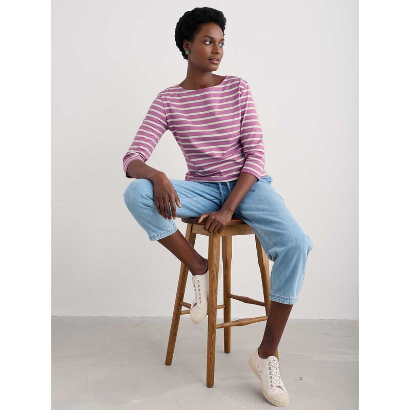 Seasalt Cornwall Sailor Top Breton Orchid Chalk image number 3