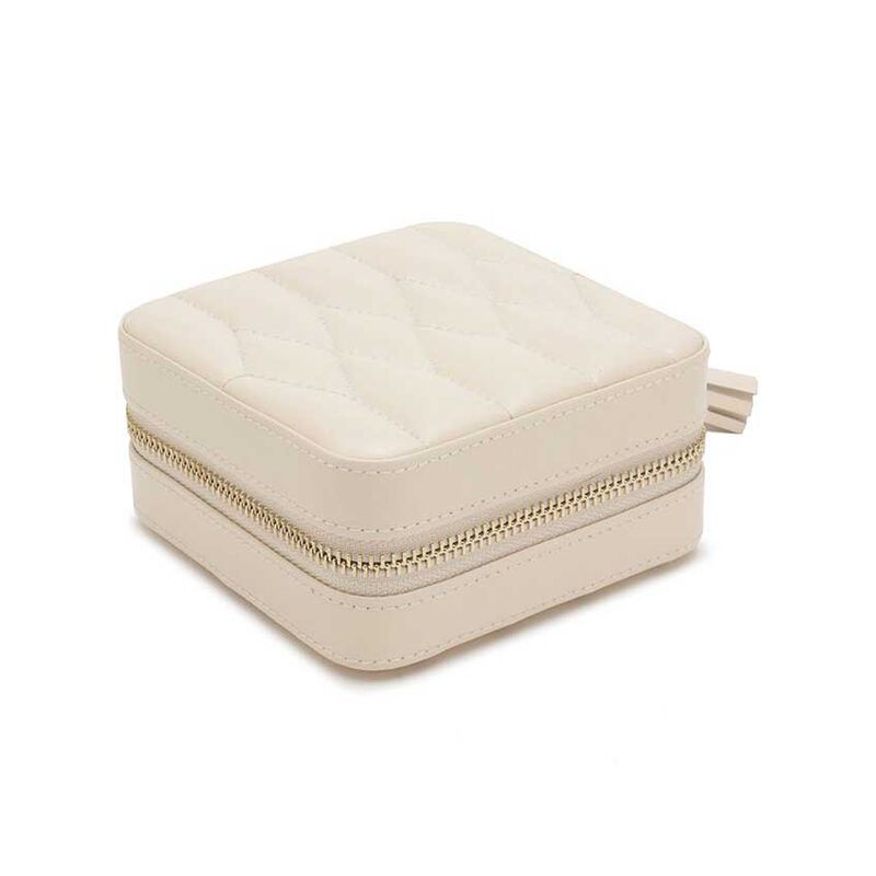 WOLF Caroline Zip Travel Jewellery Case Ivory image number 0
