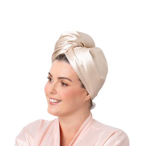 Splash Happy Silk Lined Microfibre Turban Beige