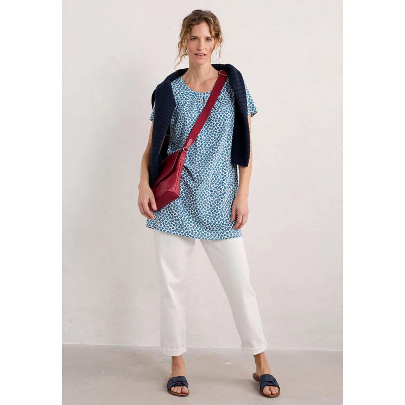 Seasalt Cornwall S/S Star Dance Tunic Seaweed Frond Chalk image number 3