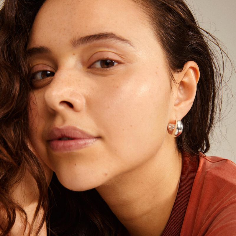 Pilgrim Ioanna Recycled Chunky Hoops - Silver Plated image number 1