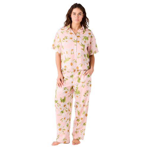 Kip&Co Sweet Daisy Adult Organic Cotton Short Sleeve Shirt & Pant PJ Set