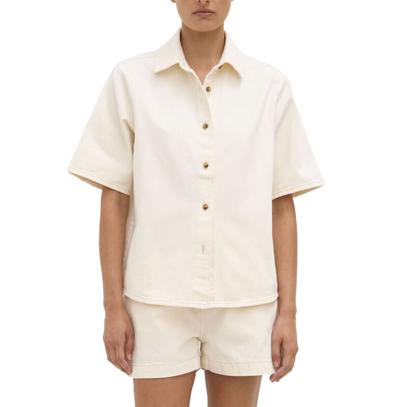 Assembly Label Boxy Denim Short Sleeve Shirt Ecru Ballantynes