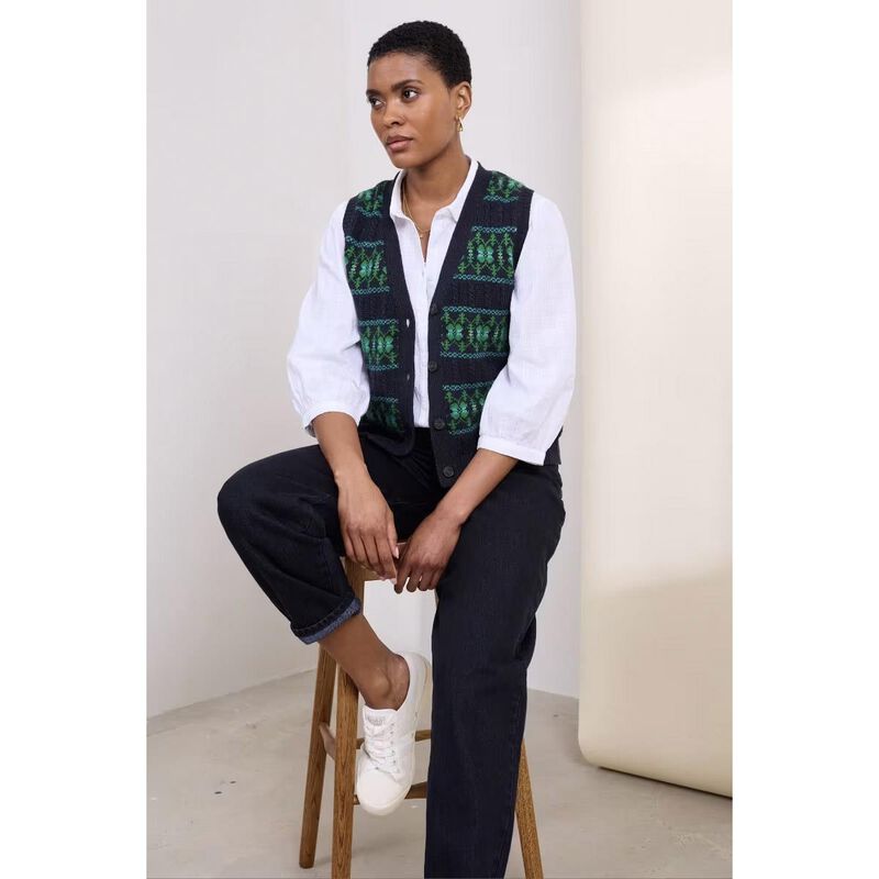 Seasalt Cornwall Partridge Waistcoat Vest Porcelain Maritime Hedgerow image number 3