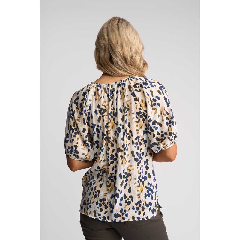 Vassalli Printed V Neck Top With Floaty Sleeve image number 1