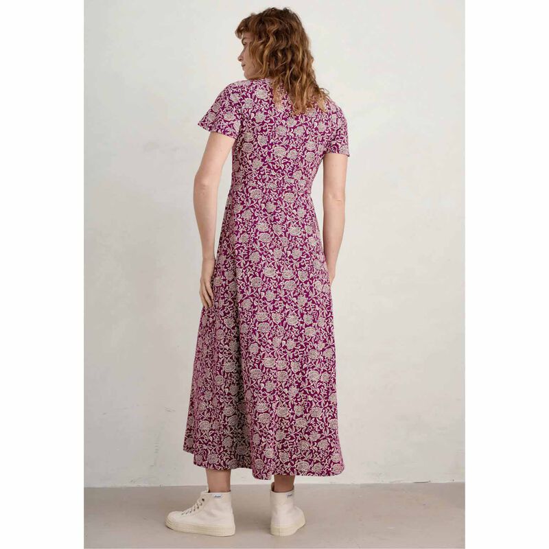 Seasalt Cornwall Chateaux Dress Trailing Woodblock Cassis image number 1