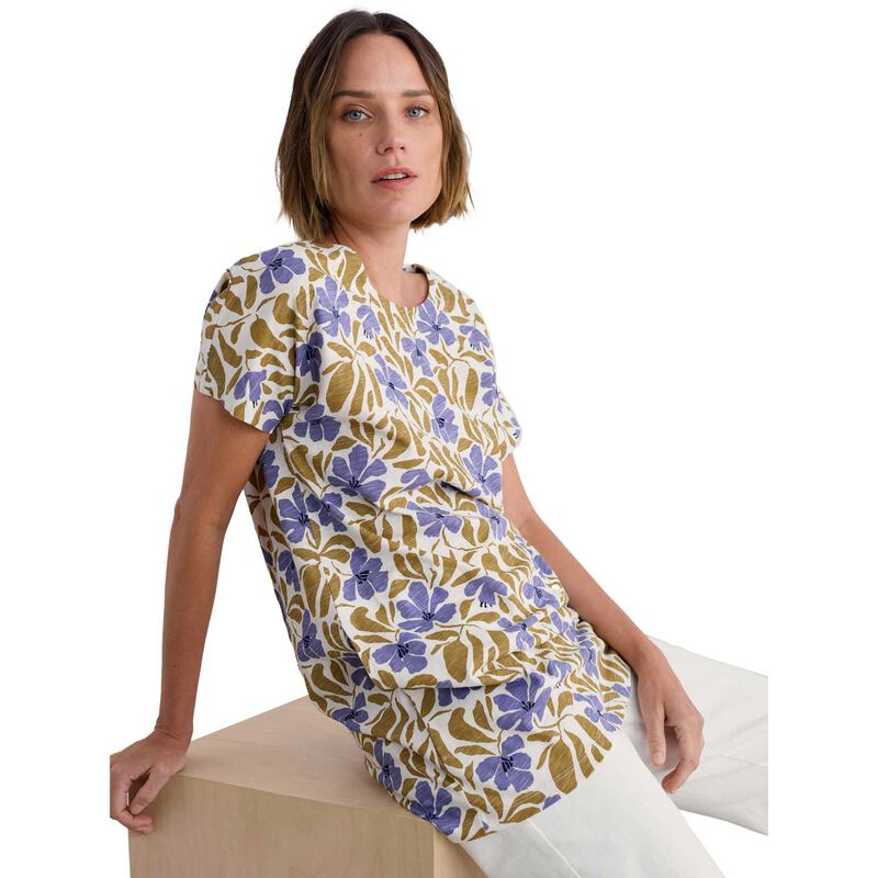 Seasalt Cornwall Ocean Gaze Tunic Leafy Floral Chalk Pear image number 0