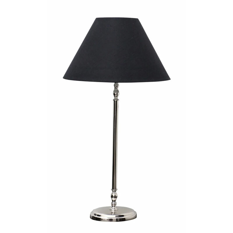 CC Interiors Lyon Oval Tall Nickel Finish Lamp With Black Shade 46cm image number 0