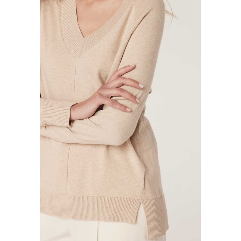 Cable Cotton Cashmere V Neck Jumper image number 2