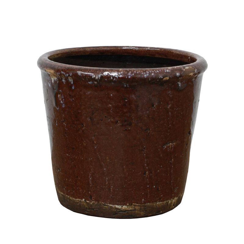 French Country Brown Glazed Terracotta Pot image number 0
