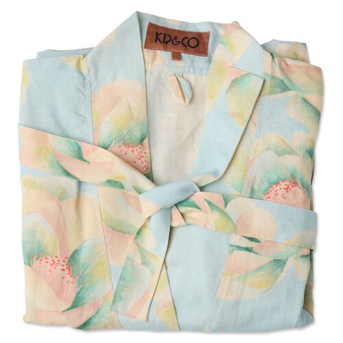 Kip&Co Big Beauty Floral Blue Linen Robe