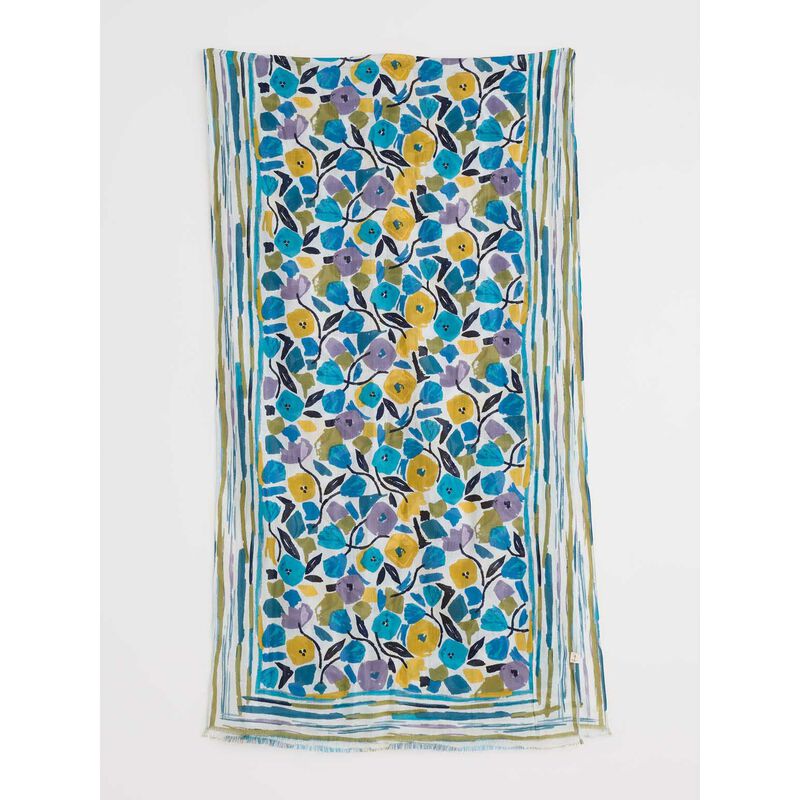 Seasalt Cornwall May Garland Scarf Zennor Stripe Border Chalk image number 3