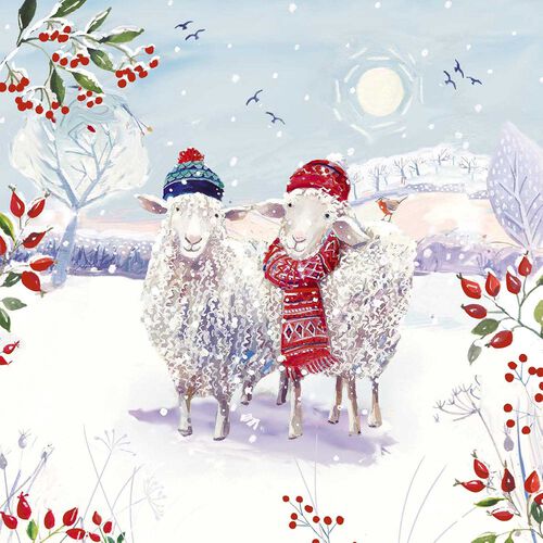 Two Sheep And Robin Christmas Small Charity Pack