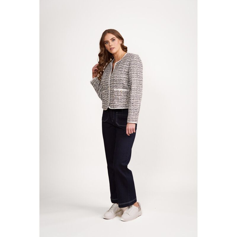Vassalli Short Collarless Lined Jacket With Trim Detail image number 2