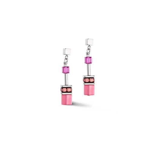 Coeur de Lion GeoCube® Viva Magenta Earrings