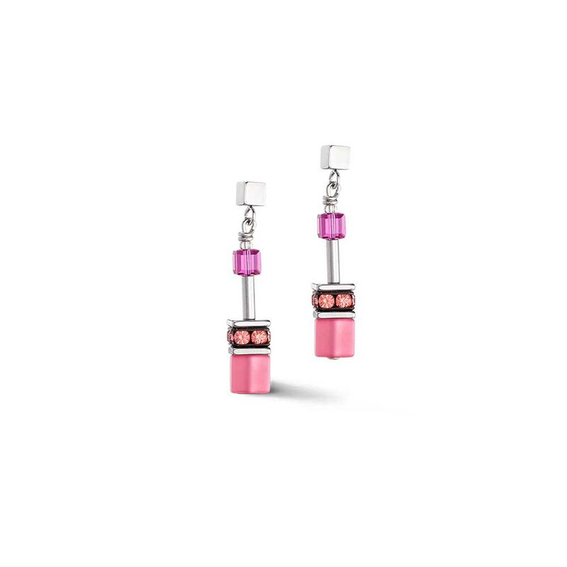 Coeur de Lion GeoCube® Viva Magenta Earrings image number 0