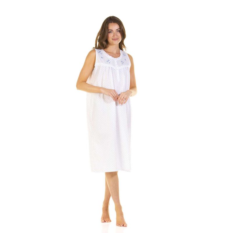 La Marquise Emily Dot Sleeveless Embroidered Polycotton Nightdress image number 2