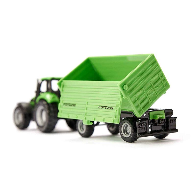 Siku 1606 DEUTZ-FAHR with Fortuna 4-Wheel Trailer image number 1