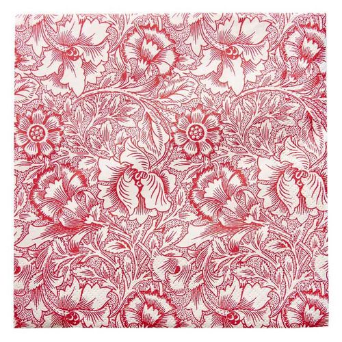 IHR William Morris Pink & Poppy Red White Luncheon Napkin