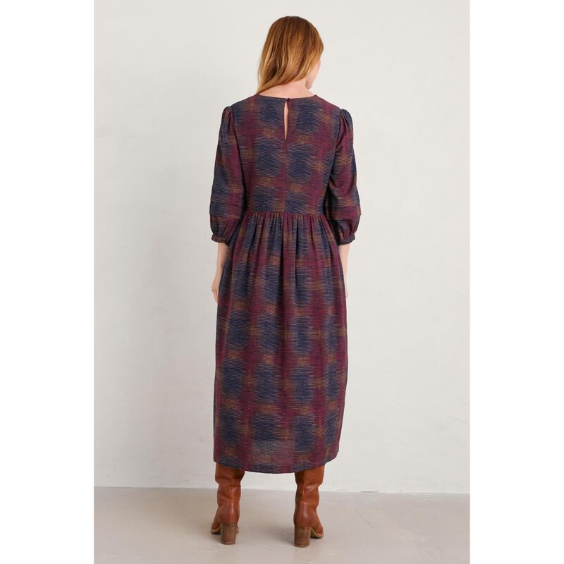 Seasalt Cornwall Sea Line Dress Contour Lines Dark Chard image number 1