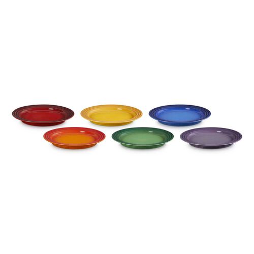 Le Creuset Rainbow Side Plates 22cm Set Of 6