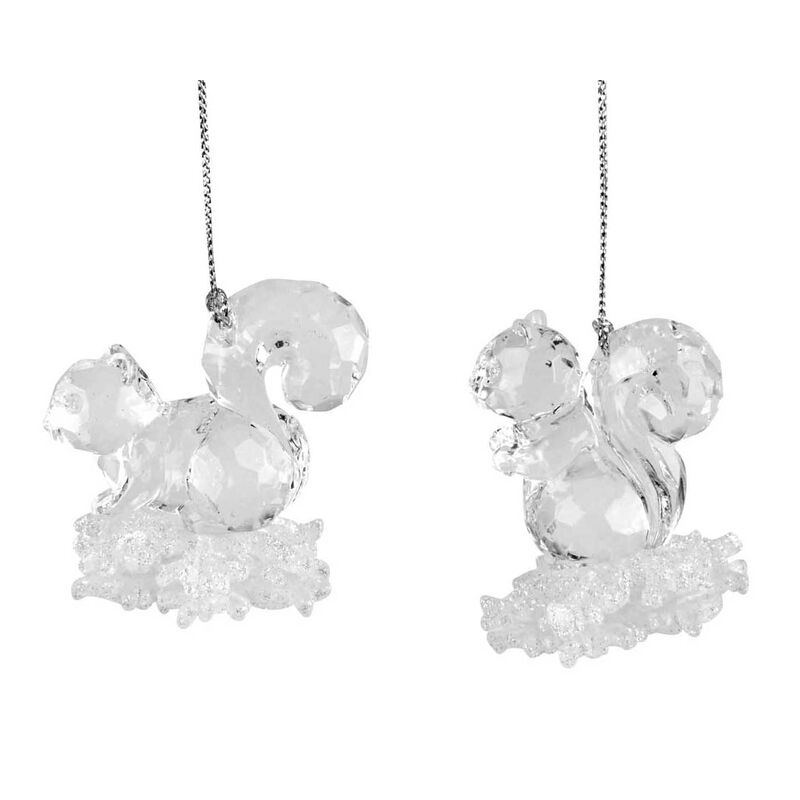 Gisela Graham Clear Squirrel On Snowflake Decoration Assorted image number 0