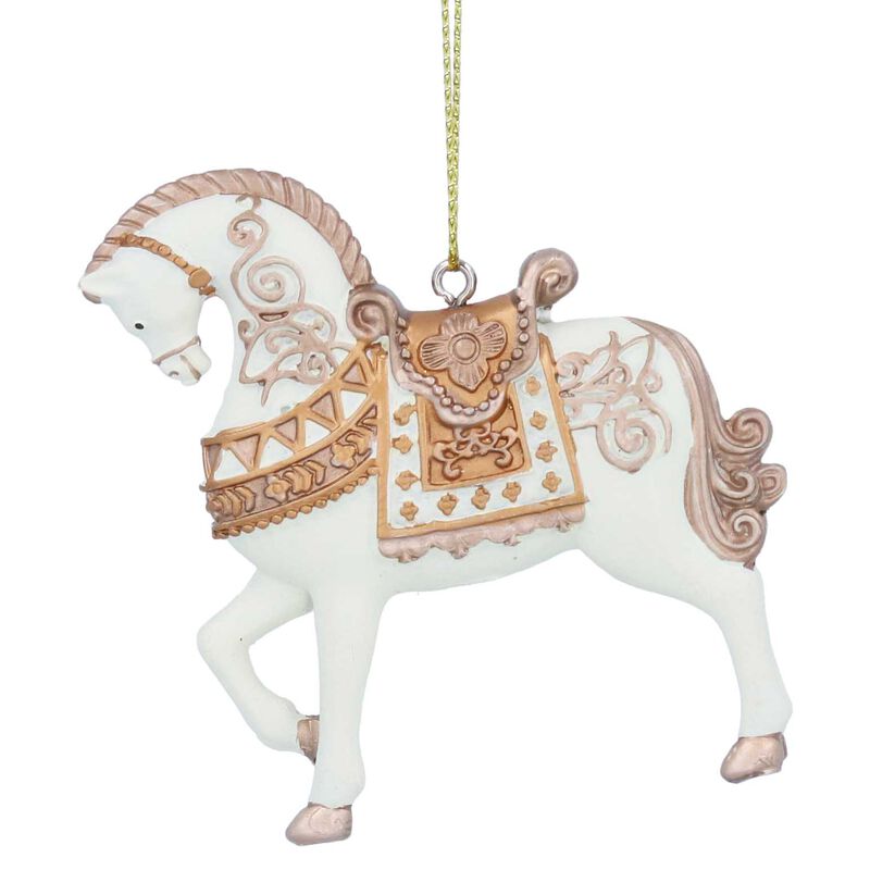 Gisela Graham Cream & Gold Resin Horse Dec image number 0