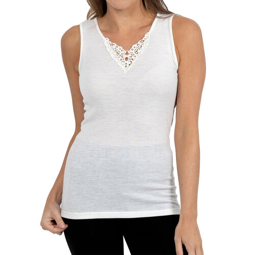 Baselayer Pure Wool Vest Lace Motif